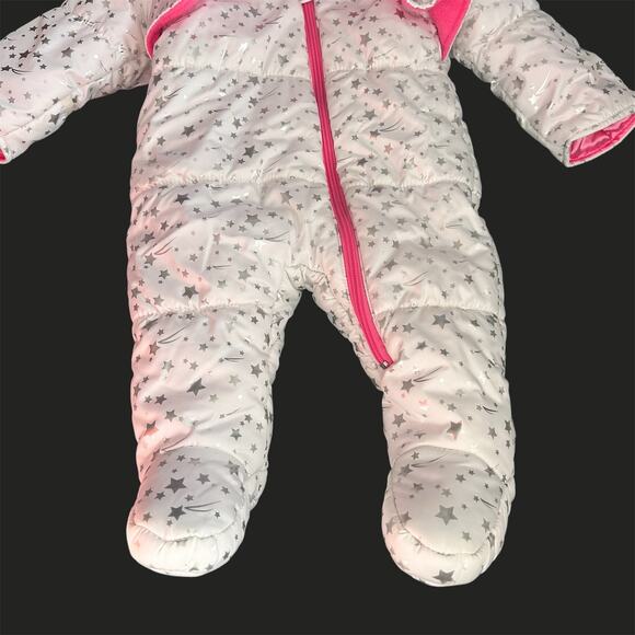 Wippette Kids Infant Star Pink Fleece Snowsuit 6/9 Months Baby - Picture 5 of 7